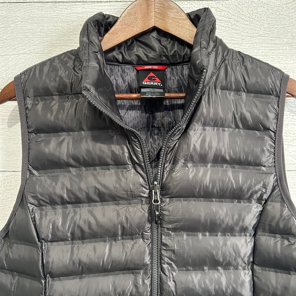 Gerry Puffer Vest Large Black Lightweight Quilted Zip Front Packable Outdoor‎ - Picture 3 of 9